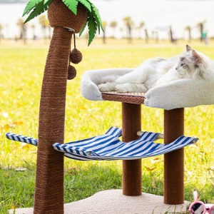 고양이 여름 코코넛 해변 스크래쳐 해먹 캣타워